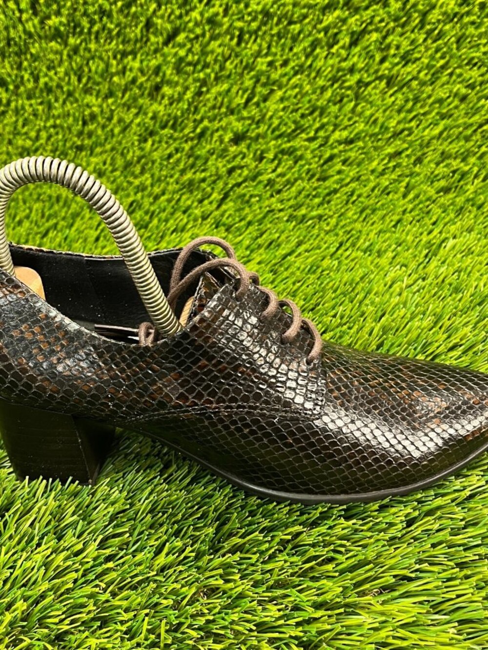 Ecco Danish Design Womens Size 5.5 Brown Casual Classic Leather Snake Skin Shoes
